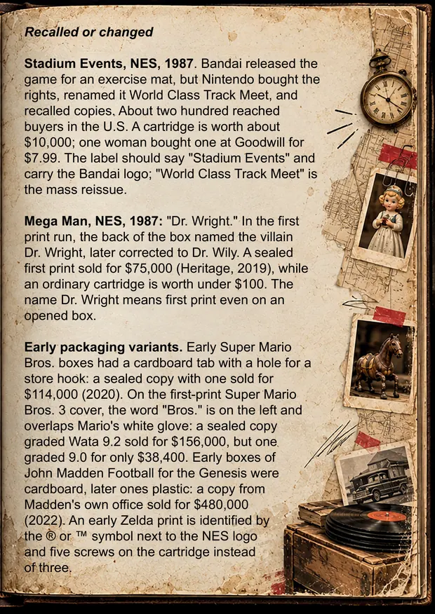 Sample page: recalled video games